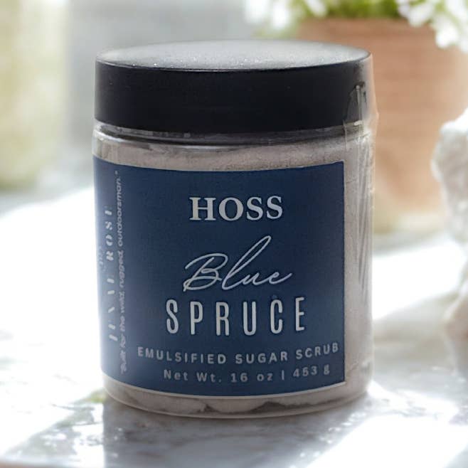 Blue Spruce Emulsified Sugar Scrub (16 oz) for wholesale by Jenae Rose