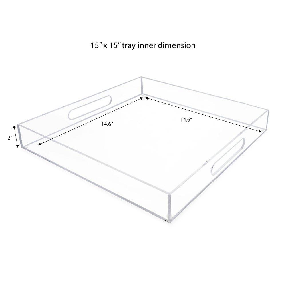 Clair Plateau de service transparent en acrylique avec poignées découpées Isaac Jacobs en vente sur Faire21