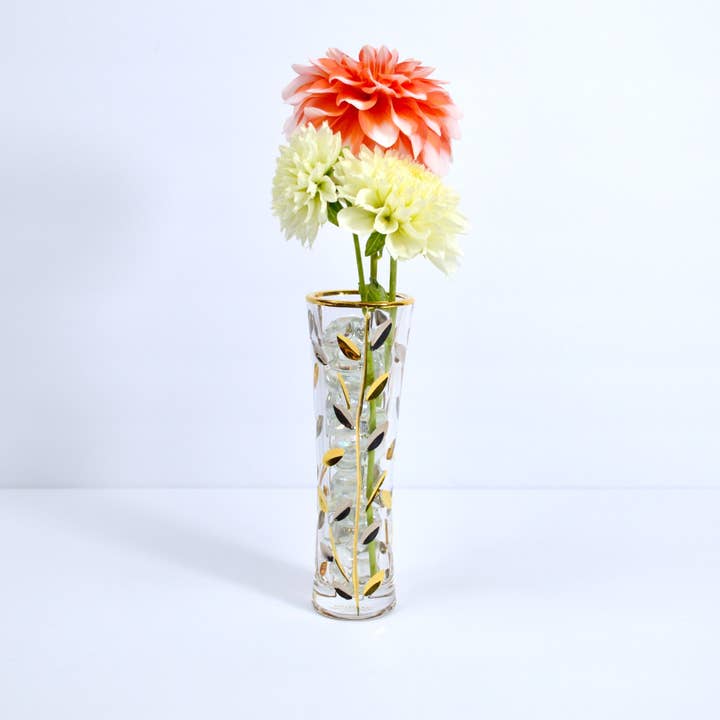 Via Graceffo - Wholesale Vase - Flowervine, Bud Vase, Platinum and Gold Italian Crystal