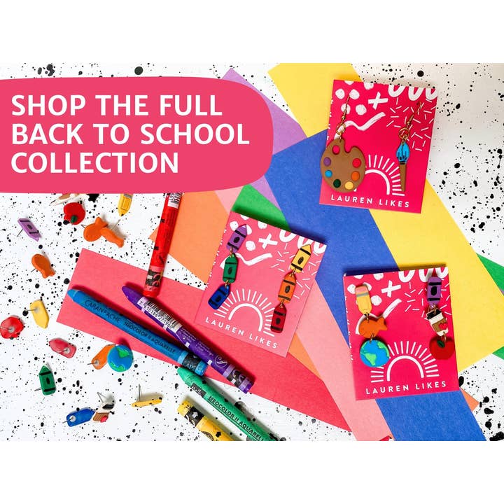 Lauren Likes Art - Wholesale Stud/Post Earrings - Polymer Clay Colorful Apple Teacher Stud Earrings5