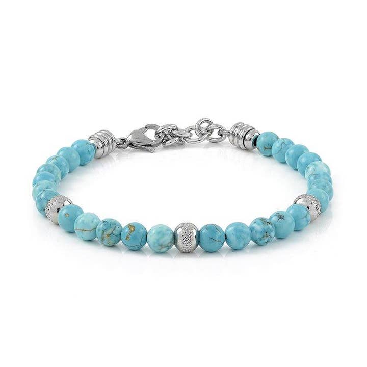 10:10 Uniseks Armband met 6 mm Natuurlijke Turkooisstenen voor wholesale door 10:10 Gioielli - Omnicut srl