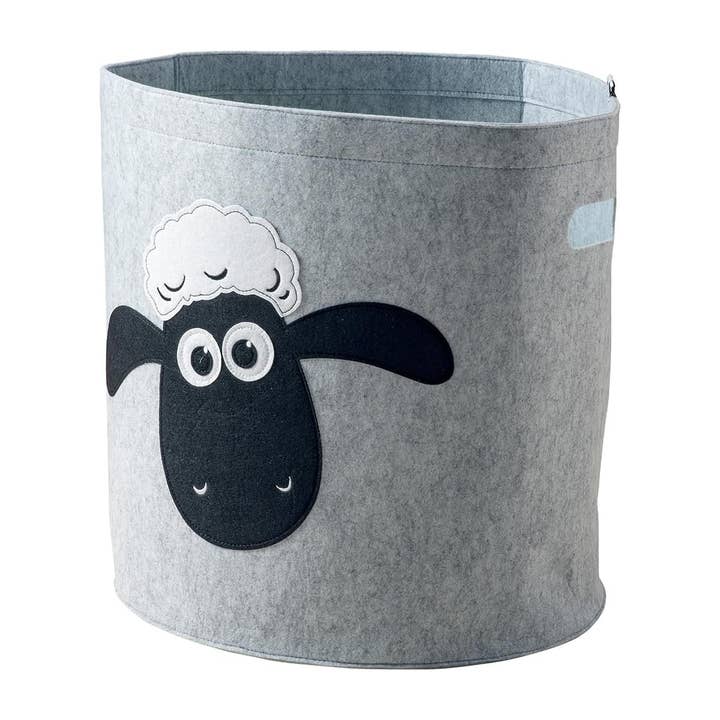 Gray dirty laundry basket in felt with sheep head pattern Lifeney Shaun the Sheep for wholesale by Zenker