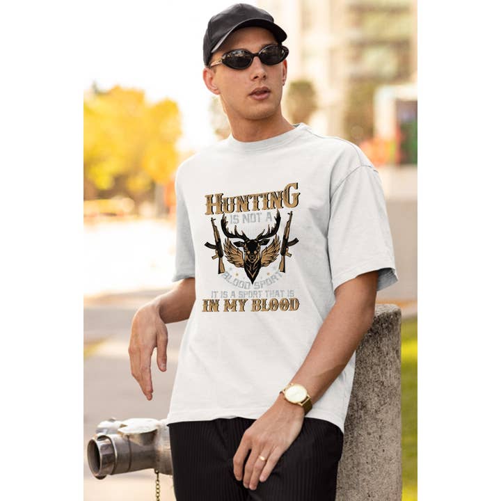 HUNTING IN MY BLOOD GRAPHIC MENS TEE for wholesale by HUENIQ