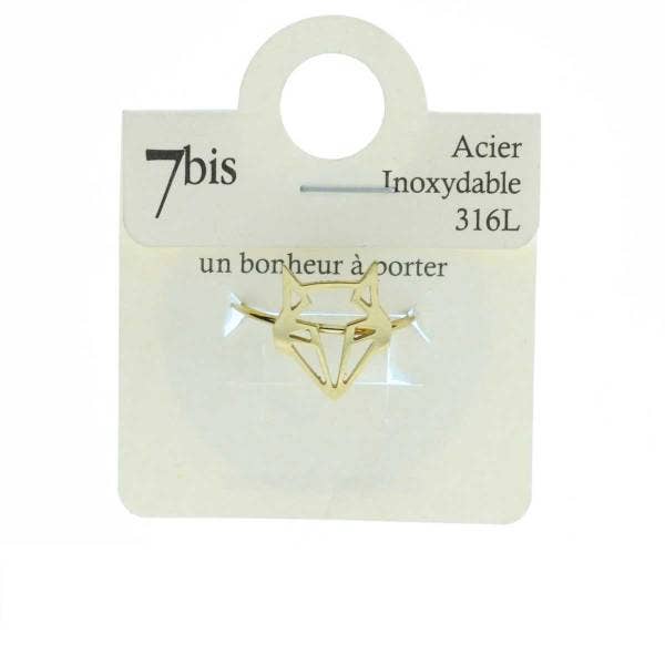 Bijoux 7bis - Wholesale Band/Stacked Ring - Adjustable Stainless Steel Fox Head Animal Ring Back2