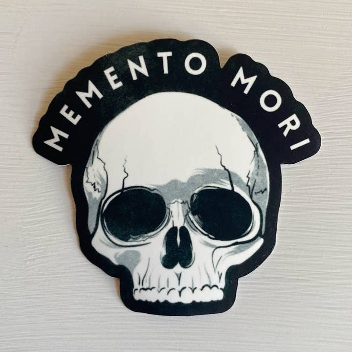 Memento Mori Sticker, Remember Death Catholic Skull 3" Stick for wholesale by Small Things Print Co.