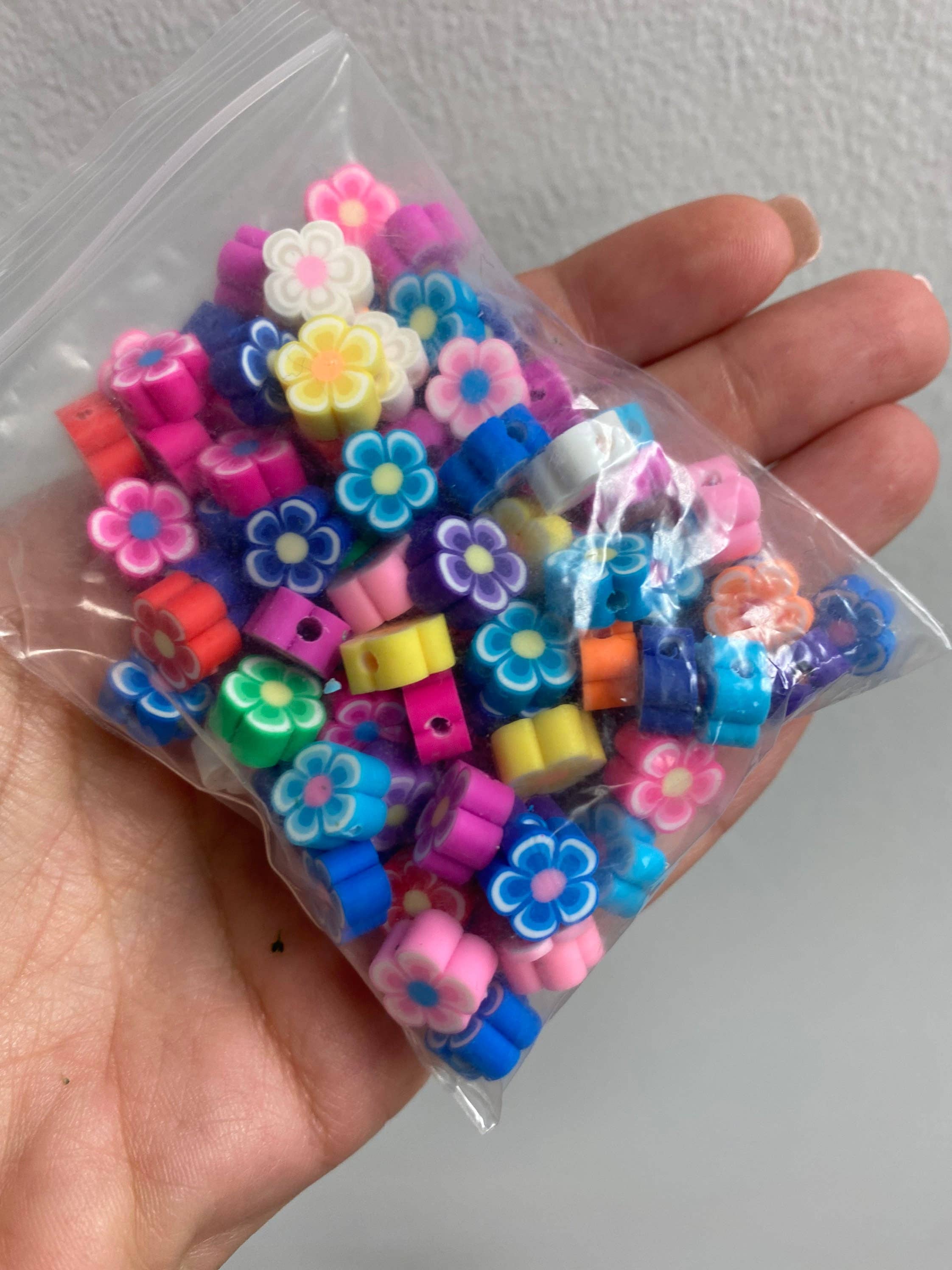 The Bead Bazaar - Wholesale Beads - 100 Bright Flower Beads, 90's Boho Accent Flower Beads, Colo5