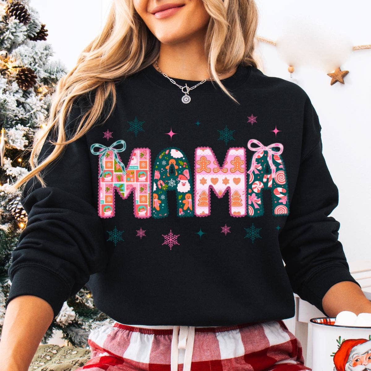 Glaime - Wholesale T-Shirt (Graphic) - Women's - Comfort Colors Christmas Mama Shirt, Tis the Season Sweater4