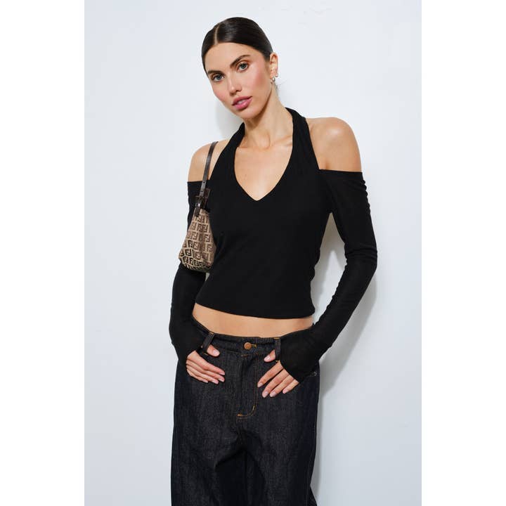 Sienna Long Sleeve Cold Shoulder Top for wholesale by Loucia