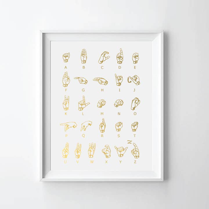 Uyeno Miyoshi - Wholesale Art Print - American Sign Language ASL Gold Foil Art Print