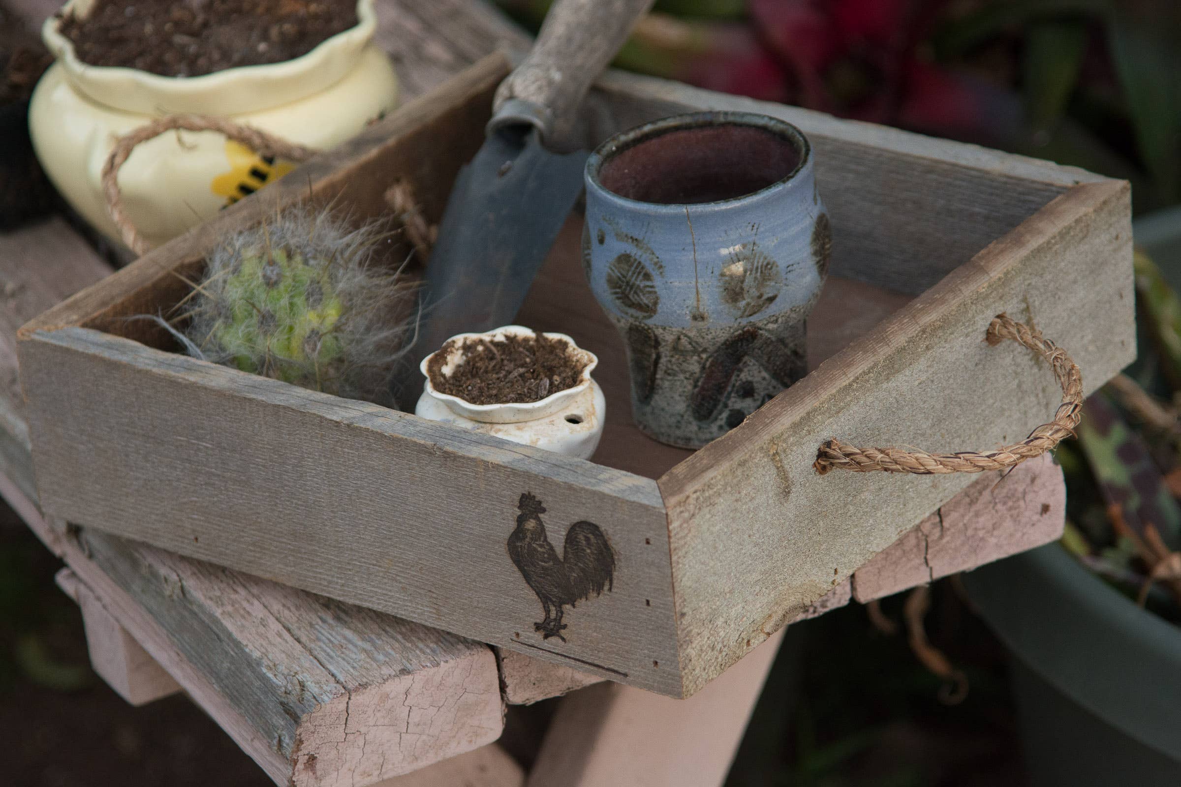 Love Reclaimed – Bandeja decorativa por atacado – Bandeja de madeira rústica de fazenda - Galo2