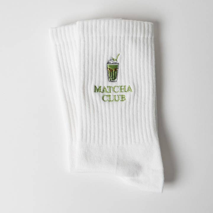 Calzini Matcha Club con messaggio per la vendita all'ingrosso da parte di arrel - responsible apparel