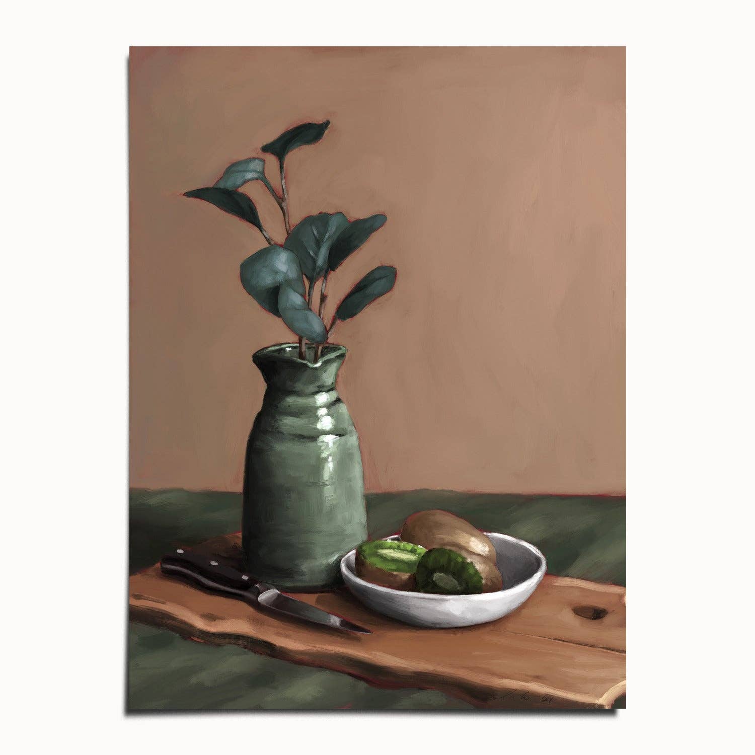 The Ugly Cat Studio - Wholesale Art Print - Eucalyptus and Kiwi Still Life Art Print2