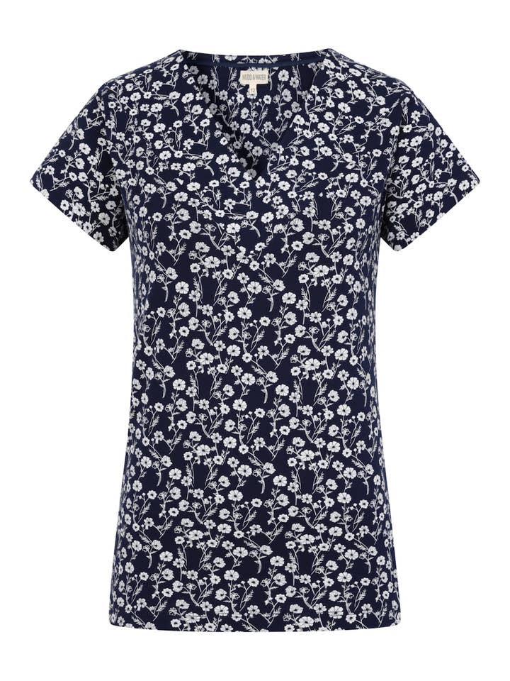 Fauna Top - Meadow Print Navy - GOTS Bio-Baumwolle für den Großhandel von Mudd & Water