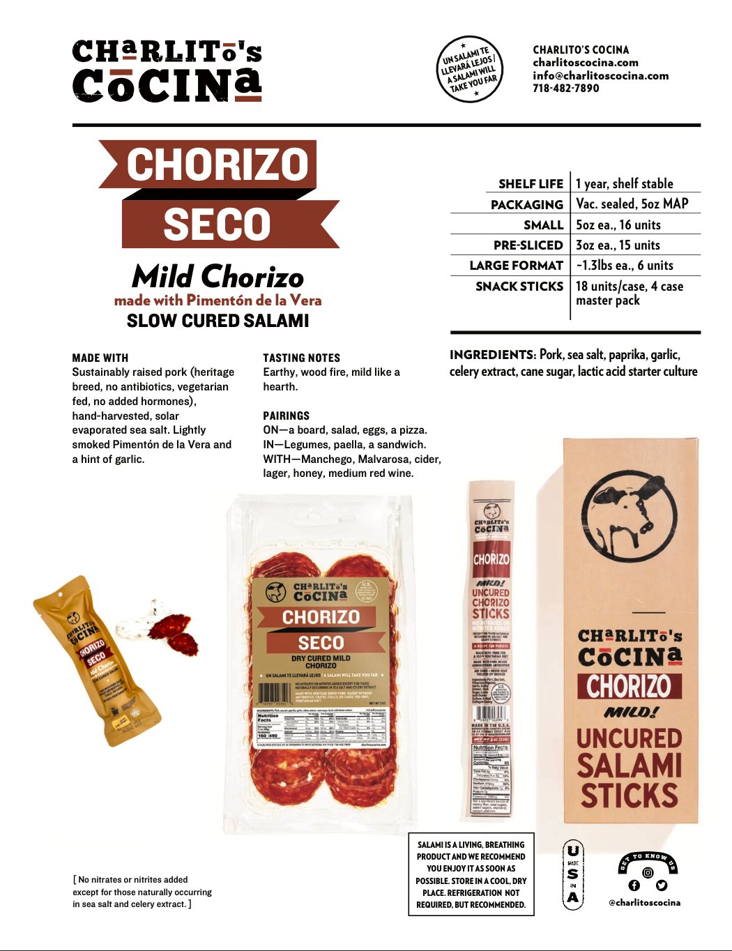 Charlito's Cocina – Engroshandel Salami – Chorizo Seco - Mild Chorizo Salami Pølse6