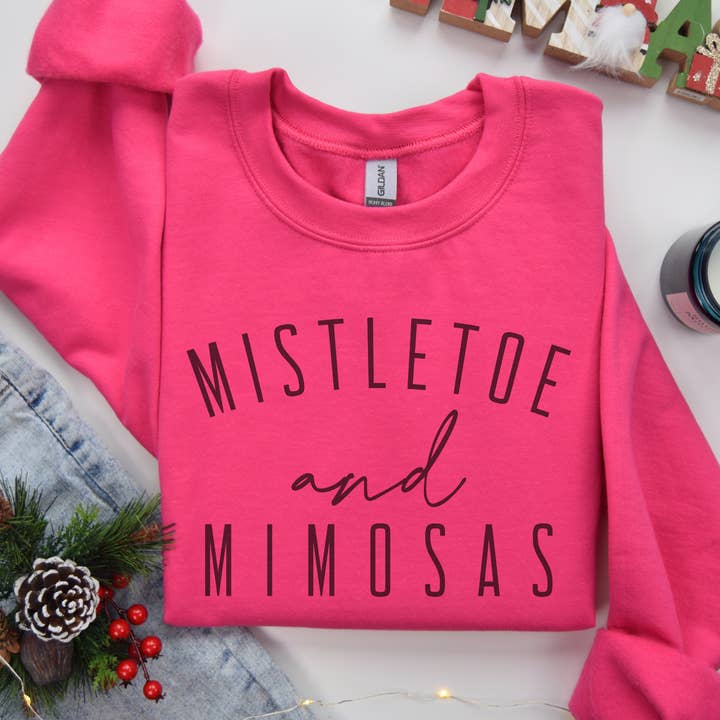 Trendznmore - Modern Graphic Apparel - Wholesale Graphic Sweatshirt - Women's - Mistletoe and Mimosas Christmas Crewneck Sweatshirt7