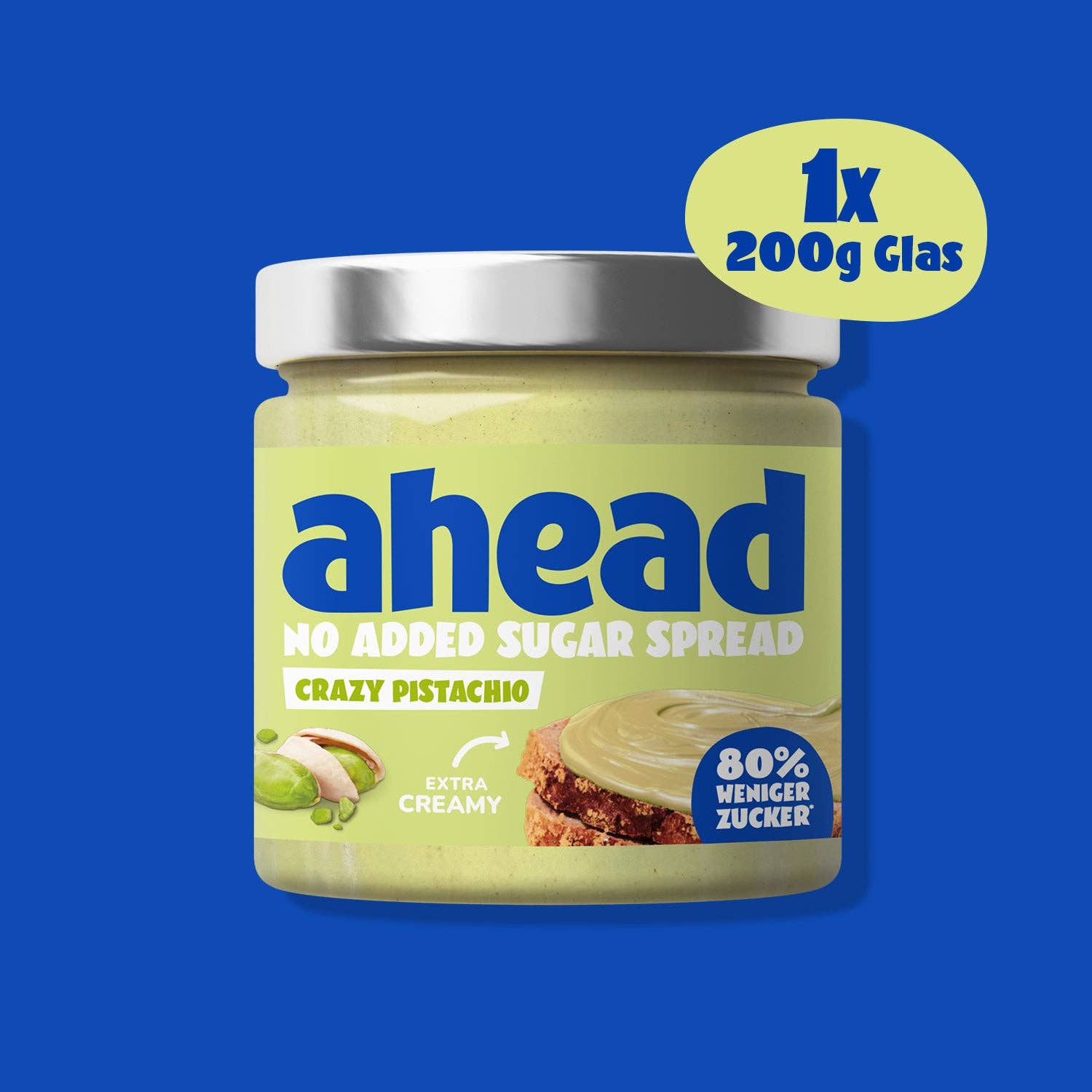 ahead - Wholesale Nut Butter - Crazy Pistachio - No Added Sugar Spread 6x200g
