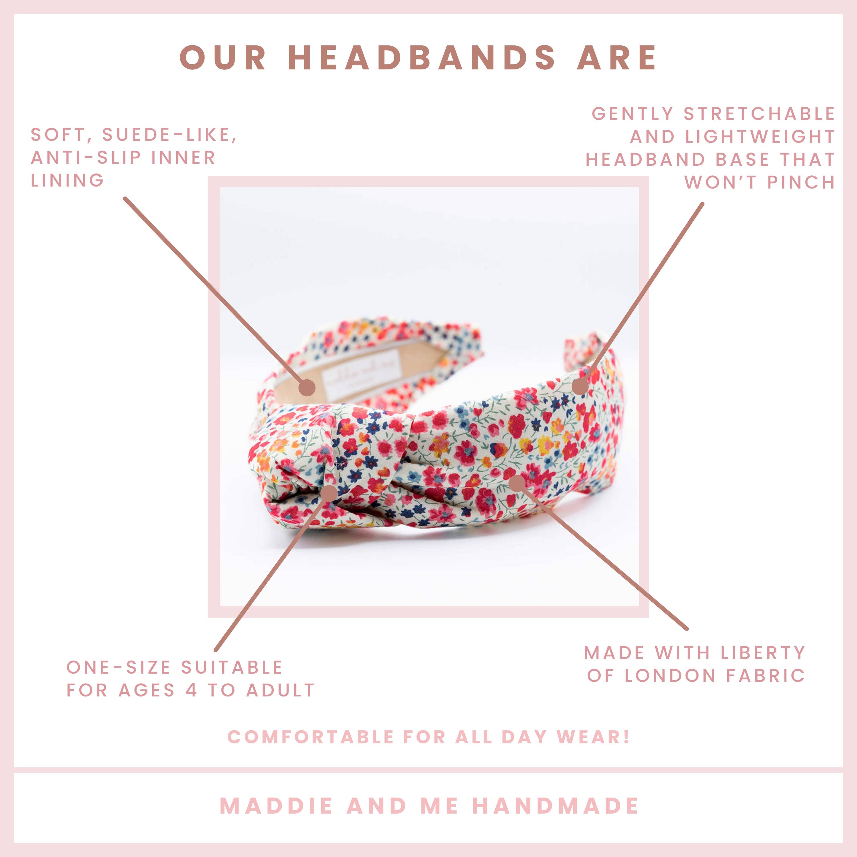 Maddie and Me Handmade - Wholesale Fashion Headband - Women's - Comfortable Floral Liberty of London Women's Knot Headband2
