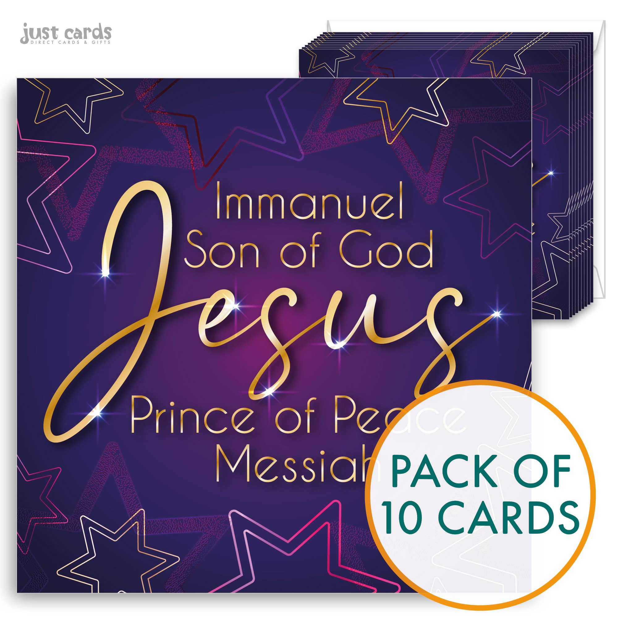 Just Cards Direct - Vendita all'ingrosso Biglietti di auguri di Natale - Jesus - Confezione da 10 biglietti natalizi cristiani1
