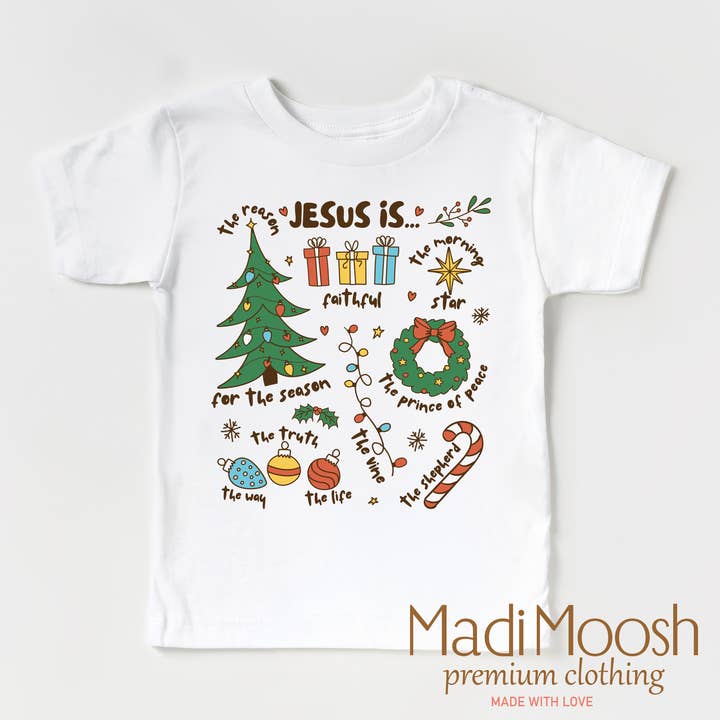 Madi Moosh - Wholesale Screen Printed T-Shirt - Kids - Jesus Is Christmas T-Shirt - Christian Tee1