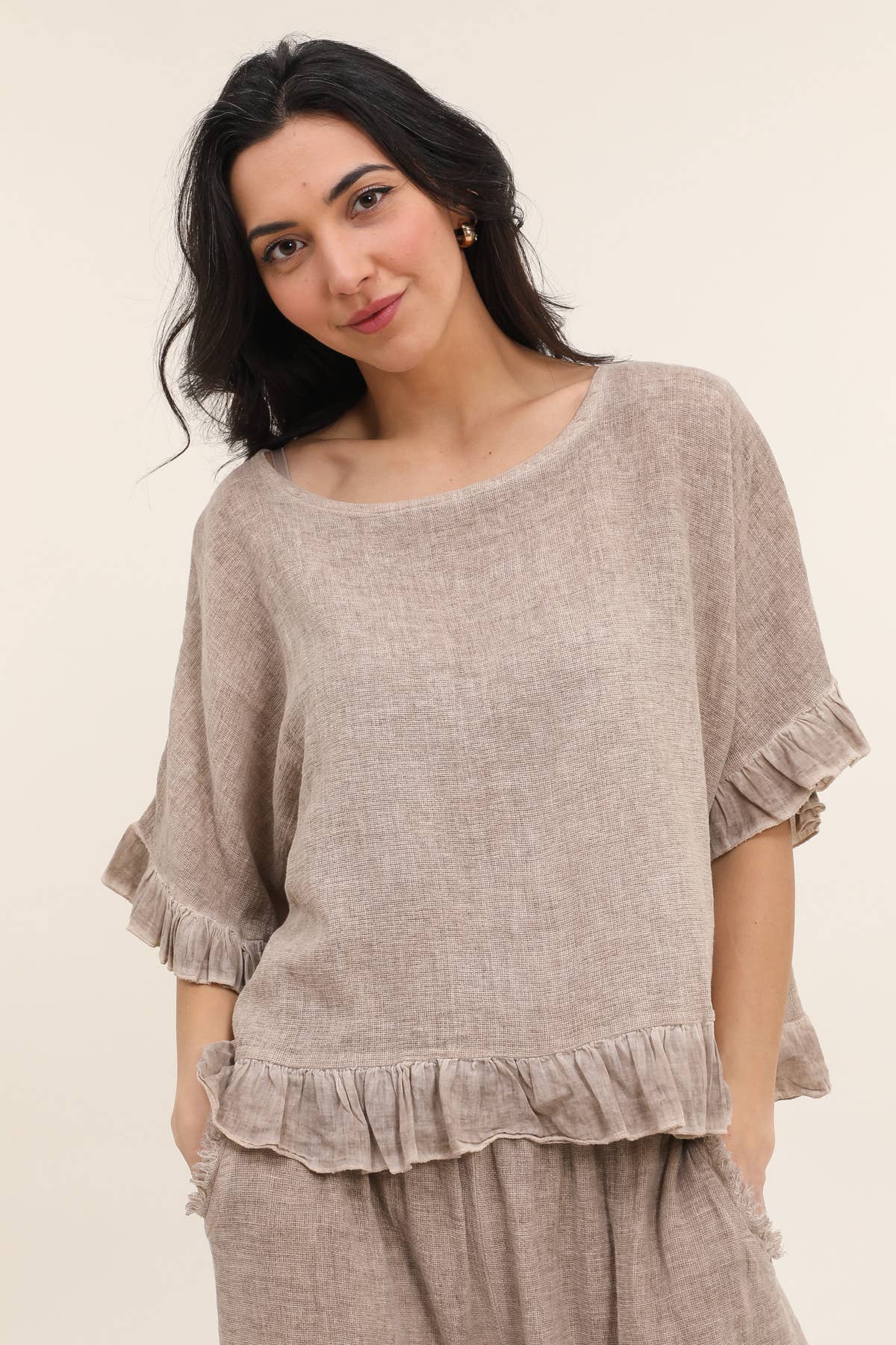 LÉA & LUC - Wholesale Blouse - Women's - Plain blouse in 50% Linen and 50% Cotton REF. 874742