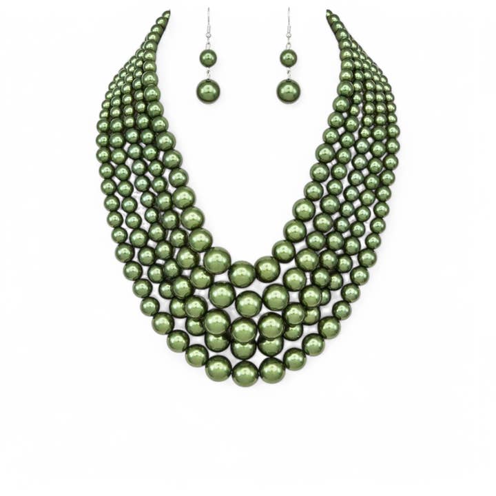 Layered Pearl Statement Necklace Set for wholesale by LA Jewelry Plaza