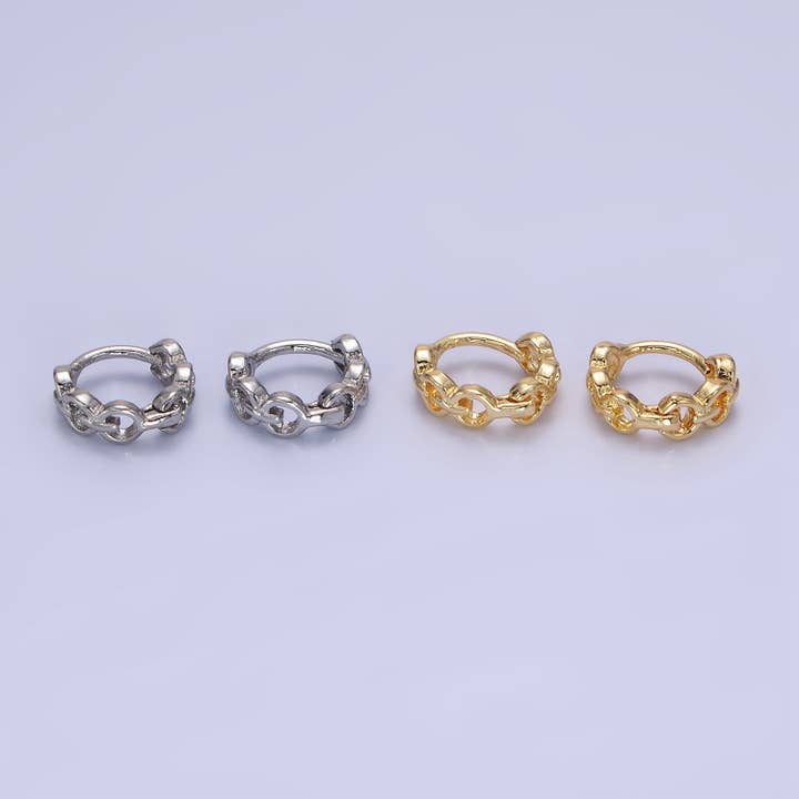 14K Gold Filled 9mm Cable Link Cartilage Huggie Earrings for wholesale by Aim Eternal