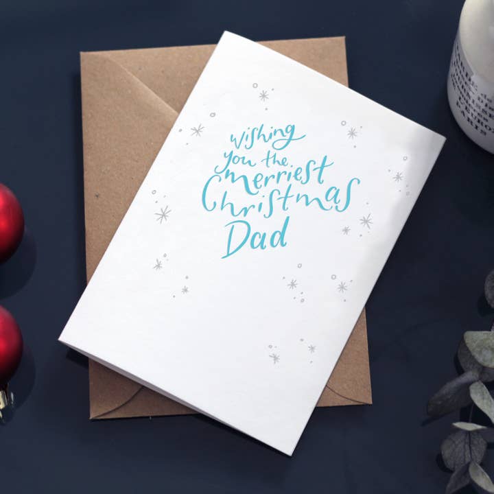 Wishing You The Merriest Christmas Dad Carte de Noël pour la vente par Hunter Paper Co.