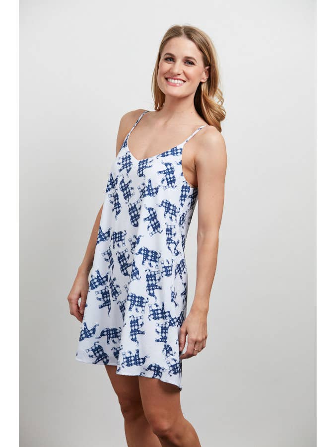 SM WARDROBE - Venta al por mayor Vestido - Mujer - Vestido de tirante con estampado de elefante Blanco1