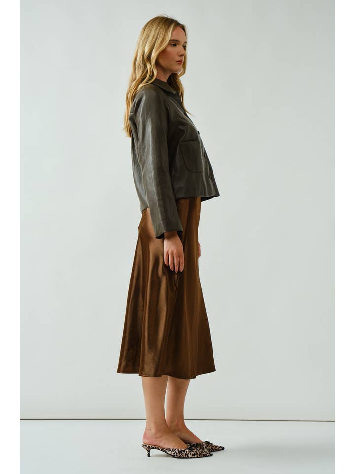 Aaron & Amber - Wholesale Skirt - Women's - AJS5484 HOLIDAY A LINE SATIN MIDI SKIRT 6