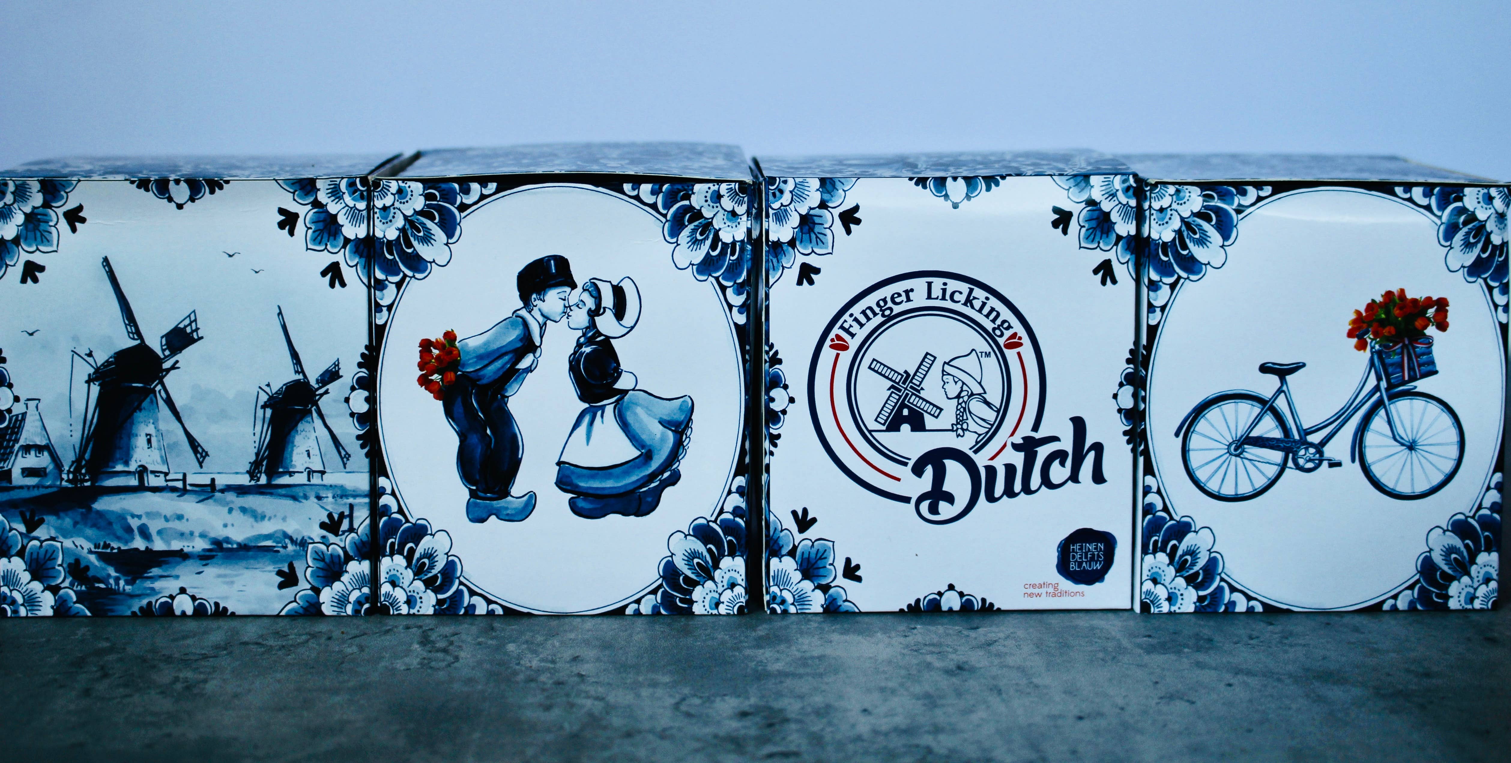 Finger Licking Dutch Stroopwafel Cookies - Wholesale Cookie - Gift Box w/8-Stroopwafel Cookies,(QTY:12) Dutch Delft Blue12