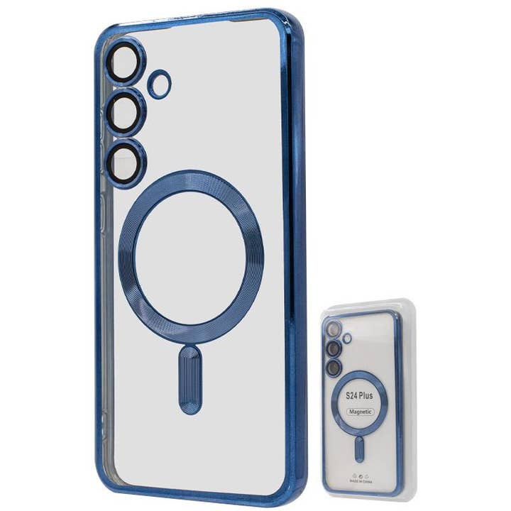 S24 Plus TPU Case With Metallic Magnet Wholesale Blue for wholesale by Mighty Wireless