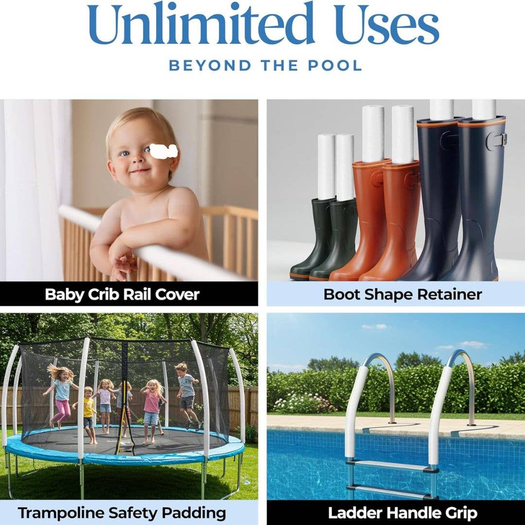 Play22 - Wholesale Strand/zwembad-speelgoed - Kinderen en baby - Zwembadnoedels Schuim 6-Pack – Grote Witte Zwemnoedelbuizen3