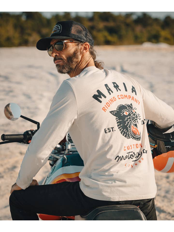 Maria Riding Company - Wholesale Graphic Sweatshirt - Men's - Panther Head Long Sleeve - Raw White3