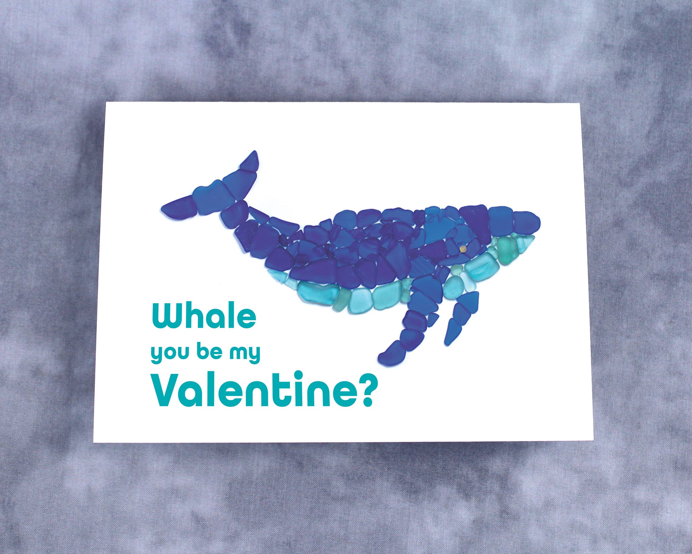 Beachcombing / Etched by the Sea - Vente Cartes de Saint-Valentin - Verre de mer « Whale you be my Valentine ? » Carte1