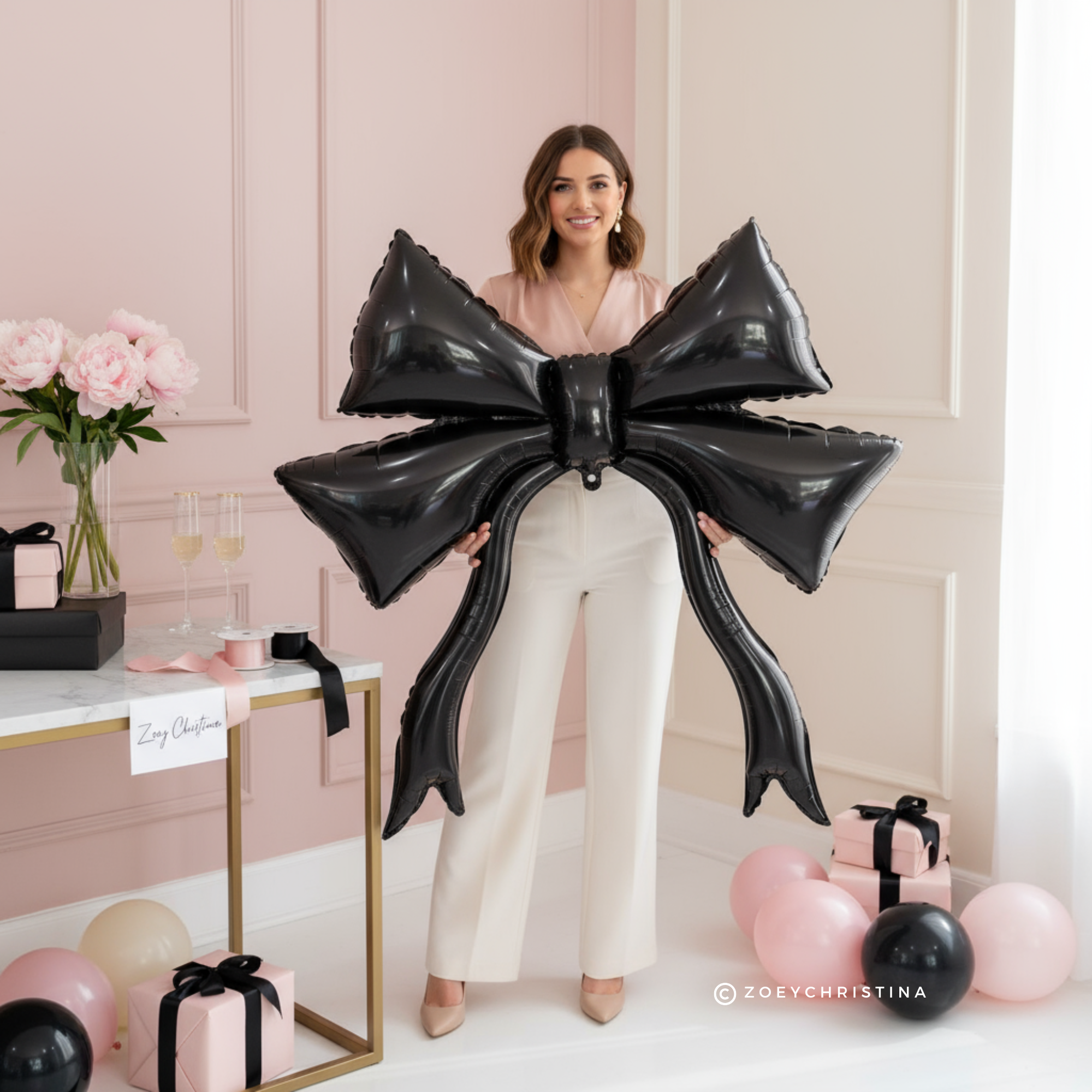 Zoey Christina - Vendita all'ingrosso A palloncino - Palloncino in Foil a Forma di Fiocco Oversize – 119 cm x 119 cm – Solo Riempimento ad Aria8