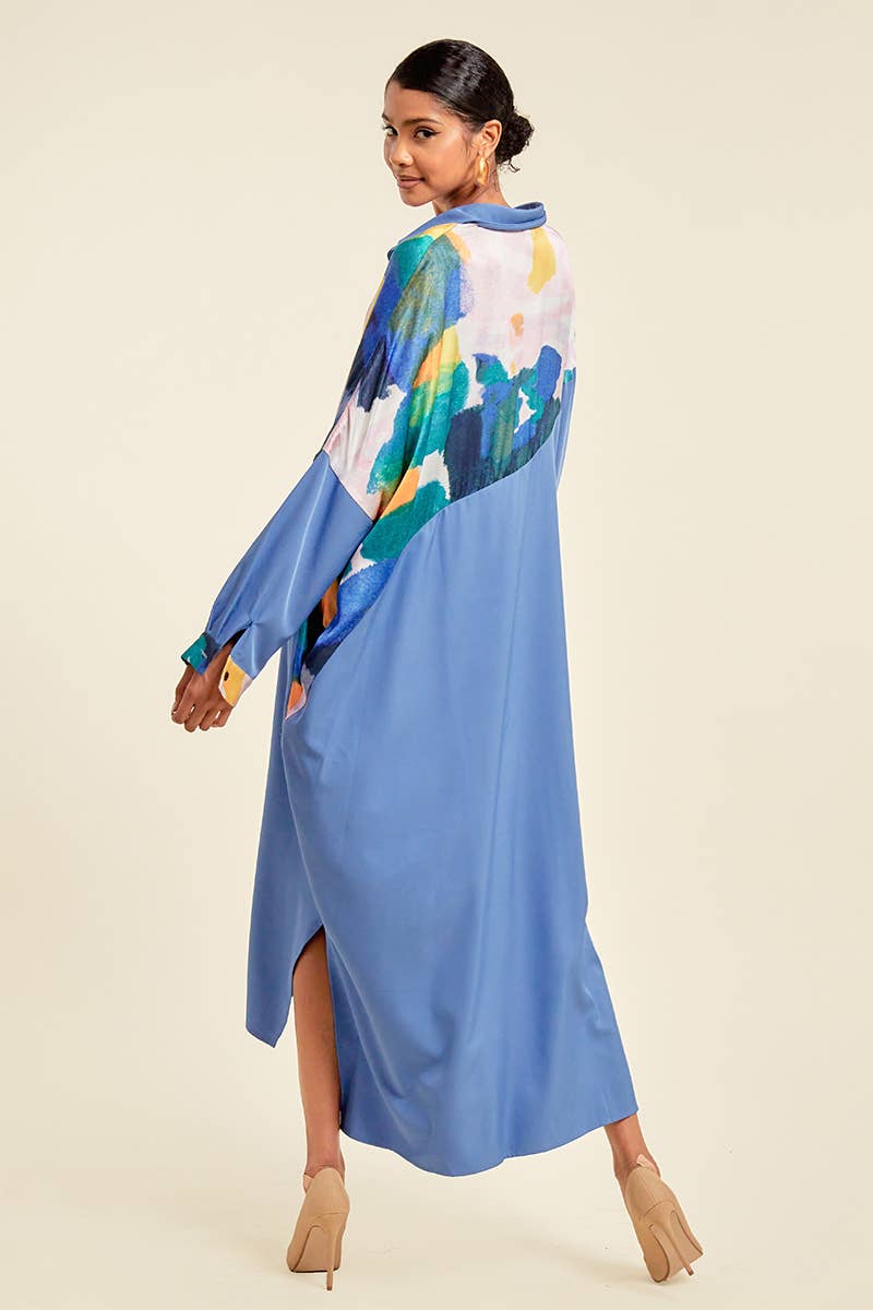 QMP Moda – wholesale Dress – Women's – PLUS - PATTERN BLOCKED SHIRT DRESS WITH POCKETS9