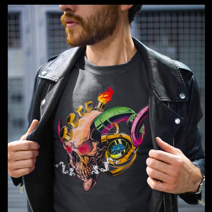 Turbo Skull Organic t-shirt voor wholesale door Kitsune Race Squad