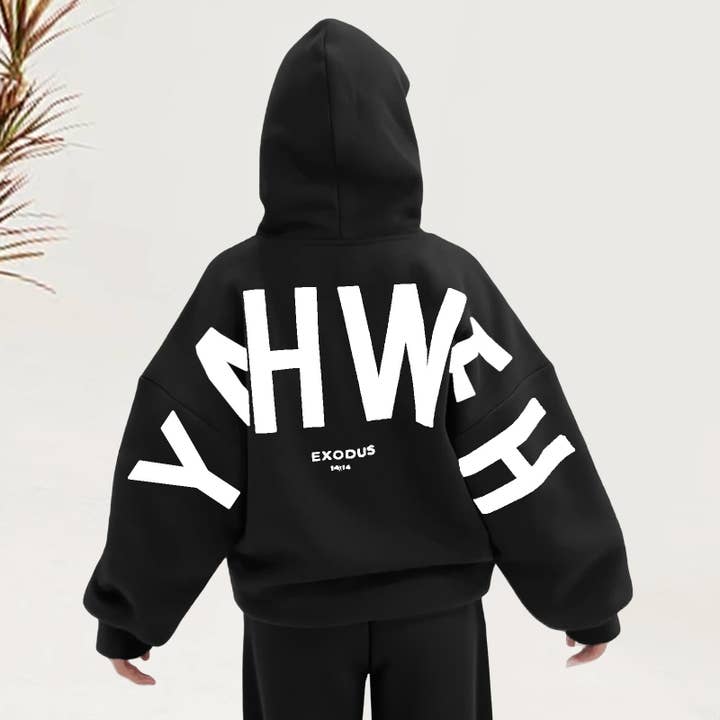Rosa Clothing - Wholesale Hoodie - Women's - YAHWEH Printed Oversized Hooded Sweatshirt