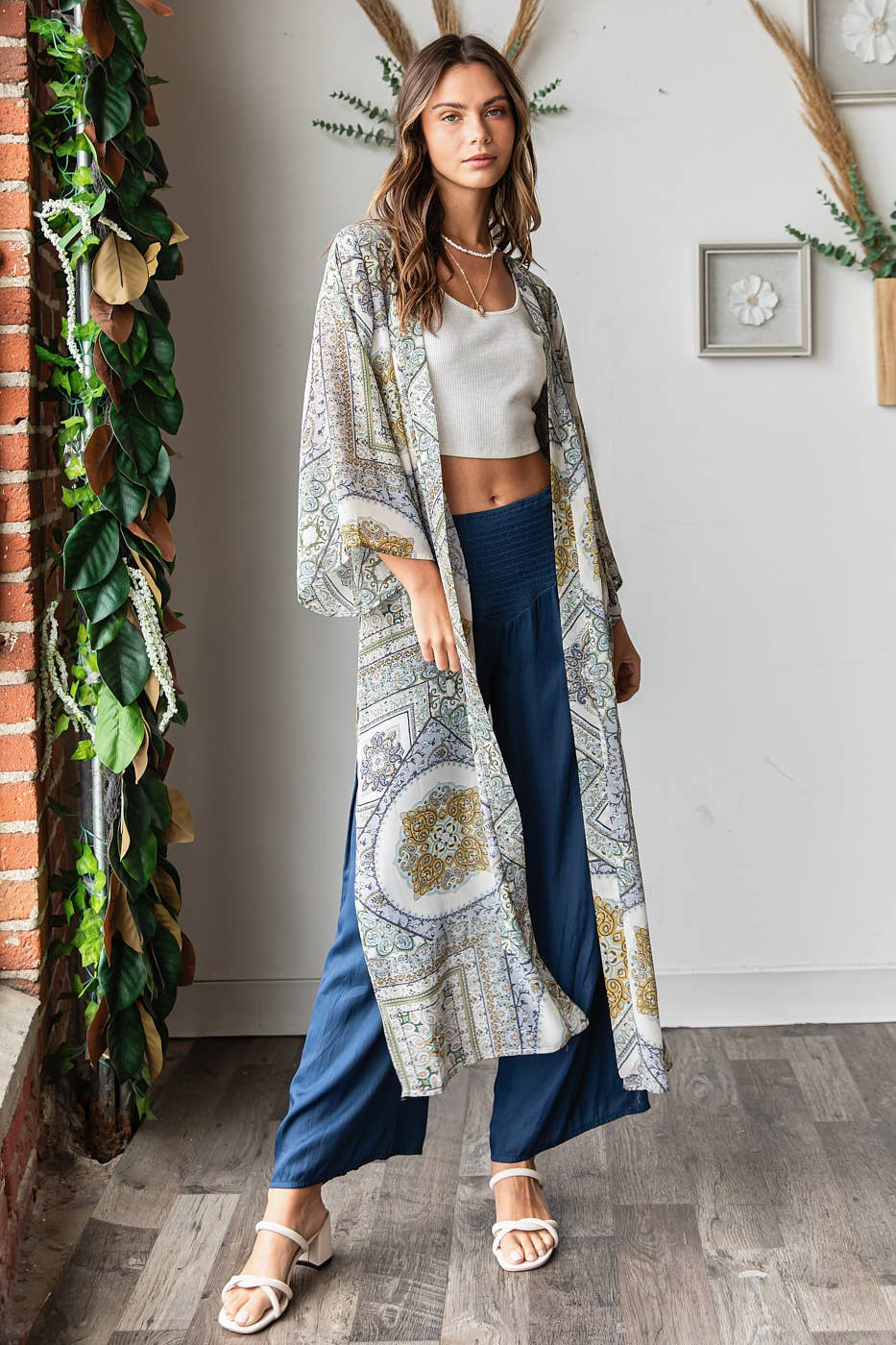 mittoshop - Vente Kimono – femme - PLUMEAU MIDI EN MOUSSELINE CEINTURÉ À IMPRIMÉ CACHEMIRE2