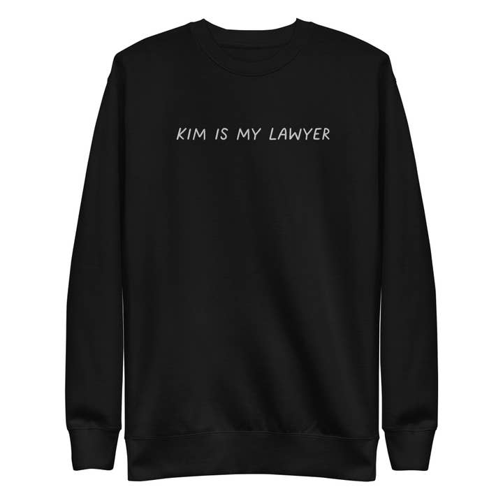 Sudadera con cuello redondo bordado Kim Is My Lawyer para venta al por mayor de Whiskey & Vine