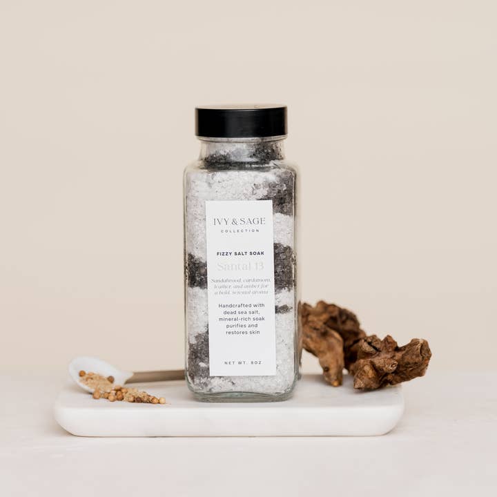 Salt Soak – Santal 13, Relaxing & Earthy for wholesale by Ivy & Sage Collection