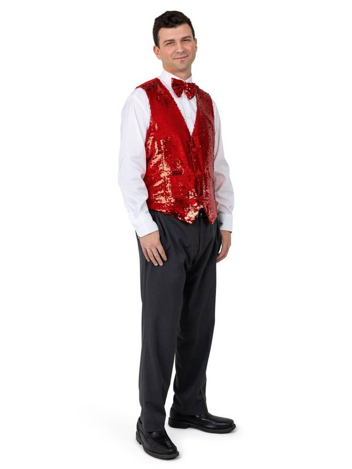 Adult Sequined Vest & Bow Tie Costume for wholesale by Dress Up America