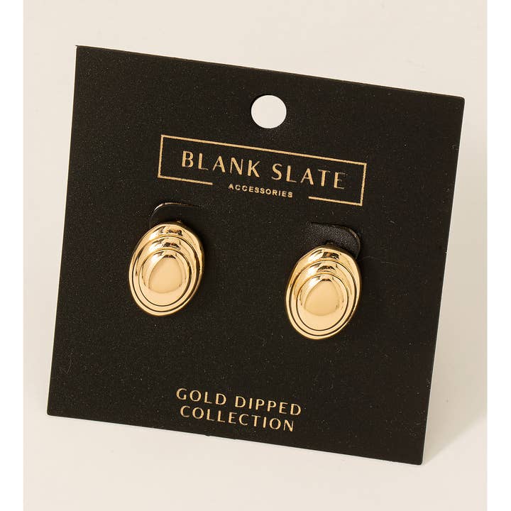 Gold Dipped Layered Oval Stud Earrings for wholesale by Fame Accessories