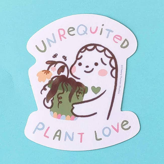Unrequited Plant Love - Adesivo in vinile fatto a mano | Pianta per la vendita all'ingrosso da parte di Cheery Human Studios