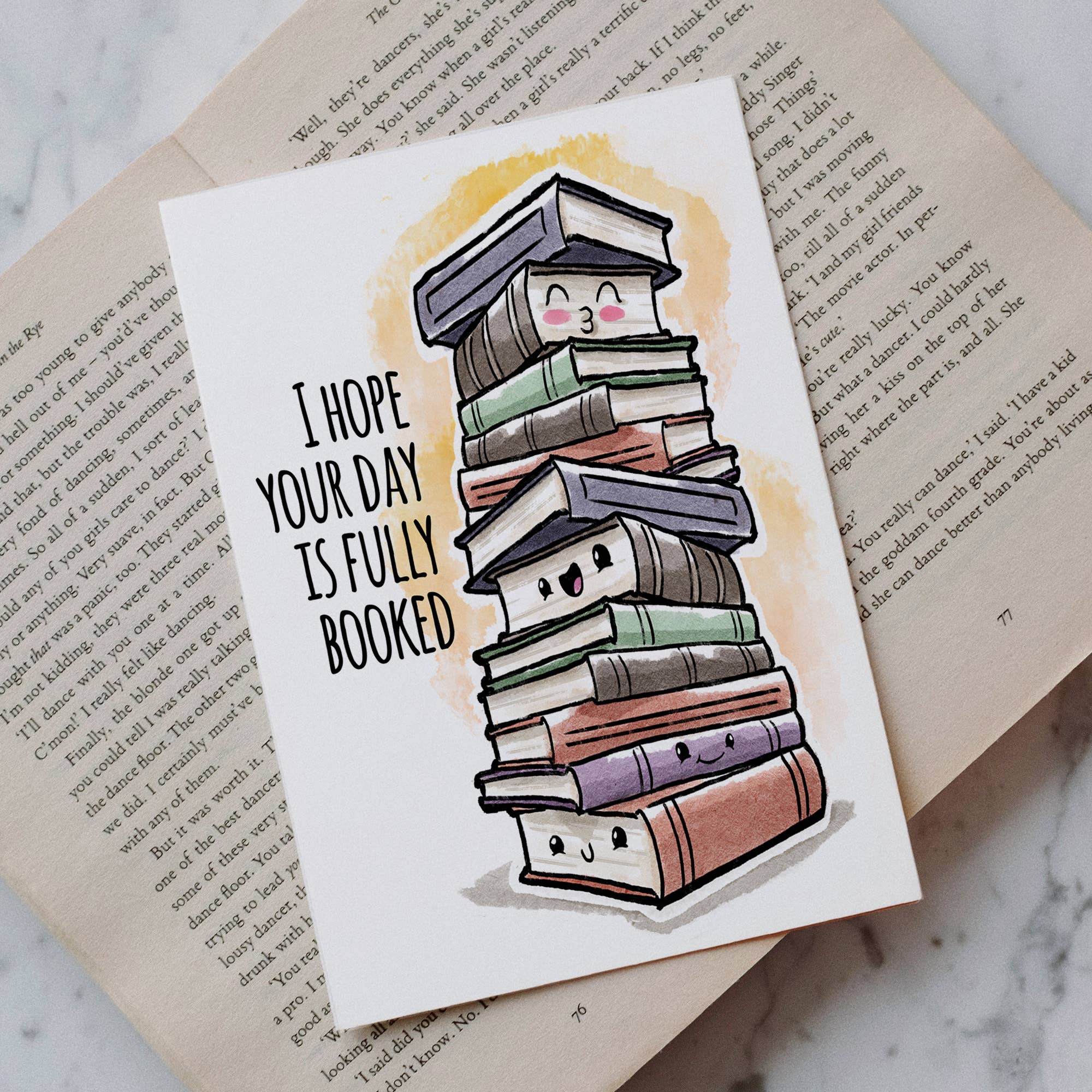 Aaron Millard Illustration – wholesale Birthday card – "Day Fully Booked" Funny Book Lover Birthday Card for Reader1