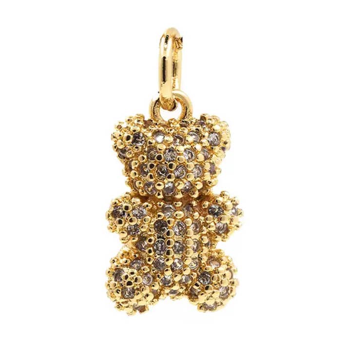 Savvy Bling - Wholesale Individual Charm/Pendant - CZ Teddy Bear Charm For Charm Necklace & Bracelet