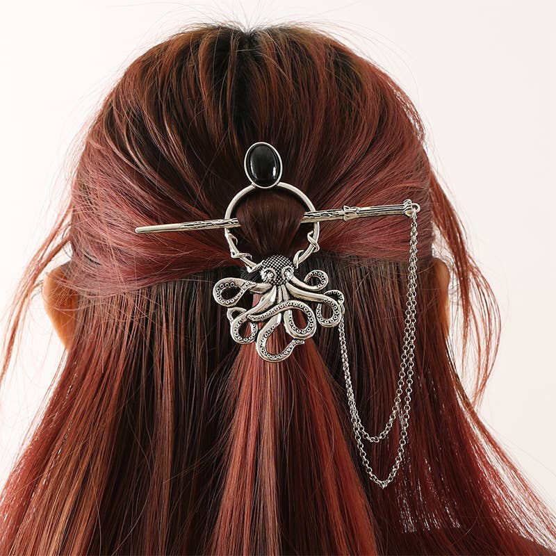 Tourtiwi - Wholesale Hair Pin - 🐙Gothic Octopus Pattern Chain Hair Pin4