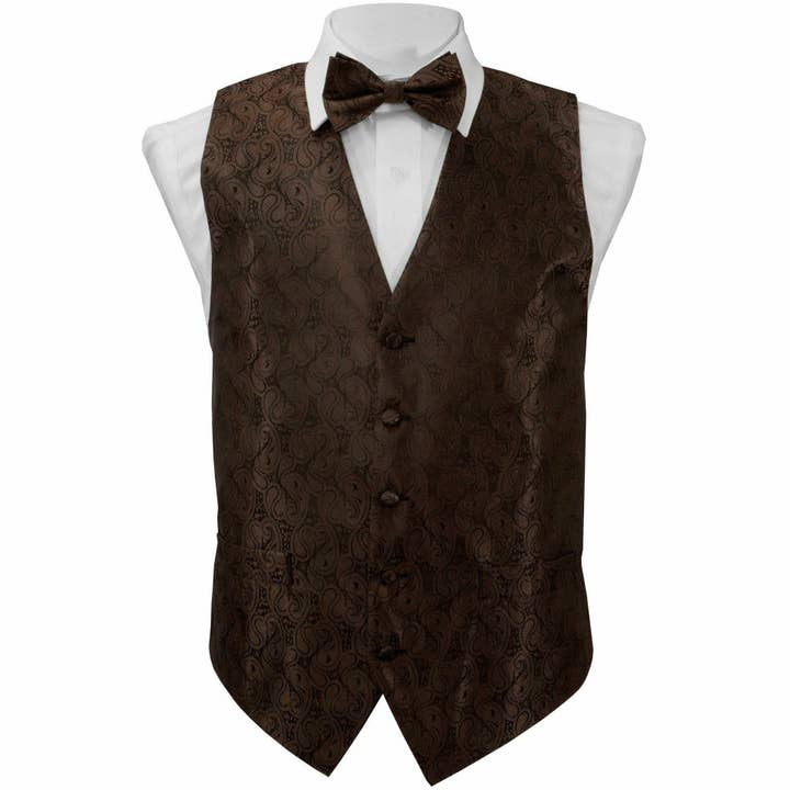 Dubal Brothers - Wholesale Suit Vest - Men's - Vittorio Farina Paisley Vest Set (Black Back) Var. 01 (Black-Plum) by Classy Cufflinks