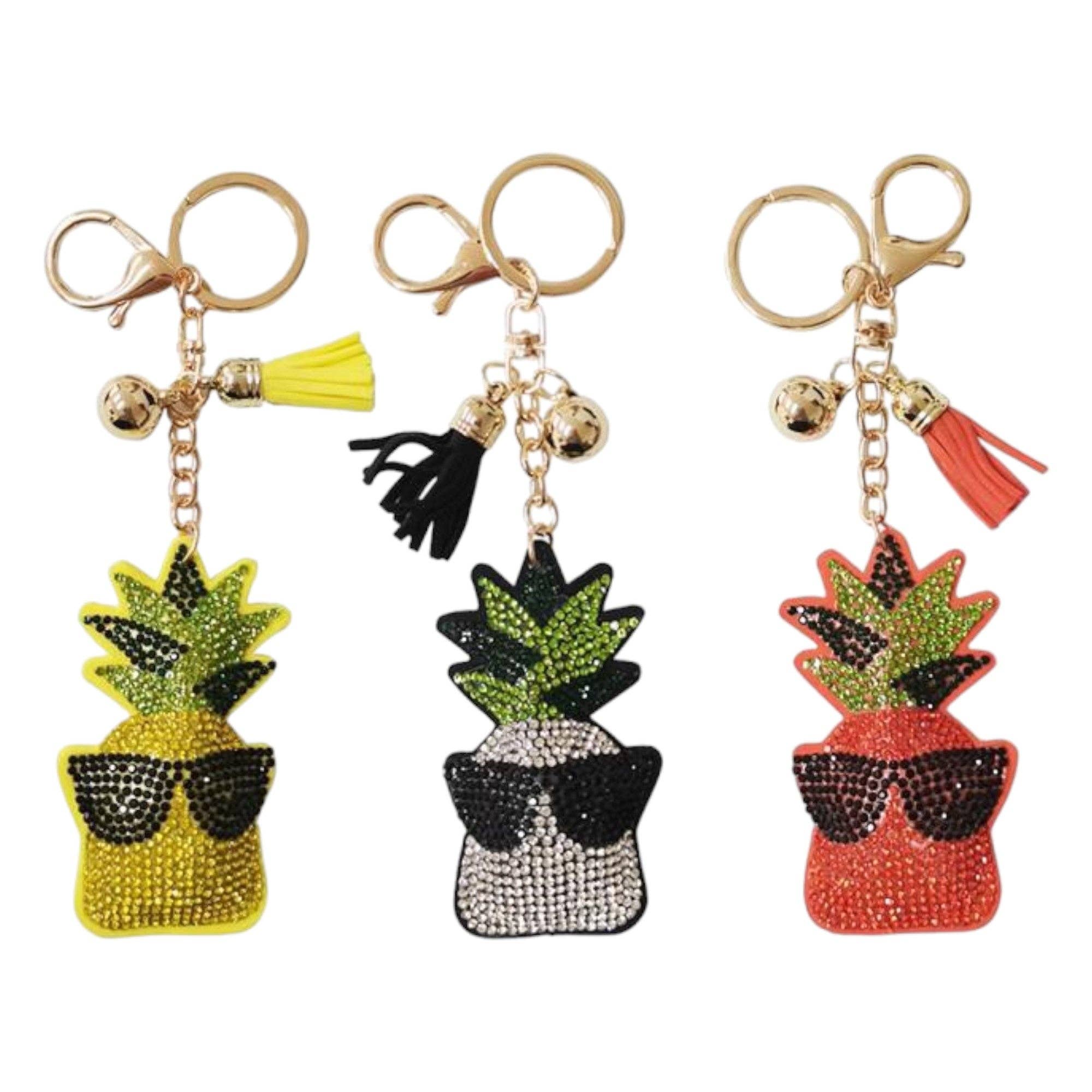 ASSORTED Rhinestone Sunglasses Pineapple Key Chain KC824-41 (12PC) for wholesale on Faire0