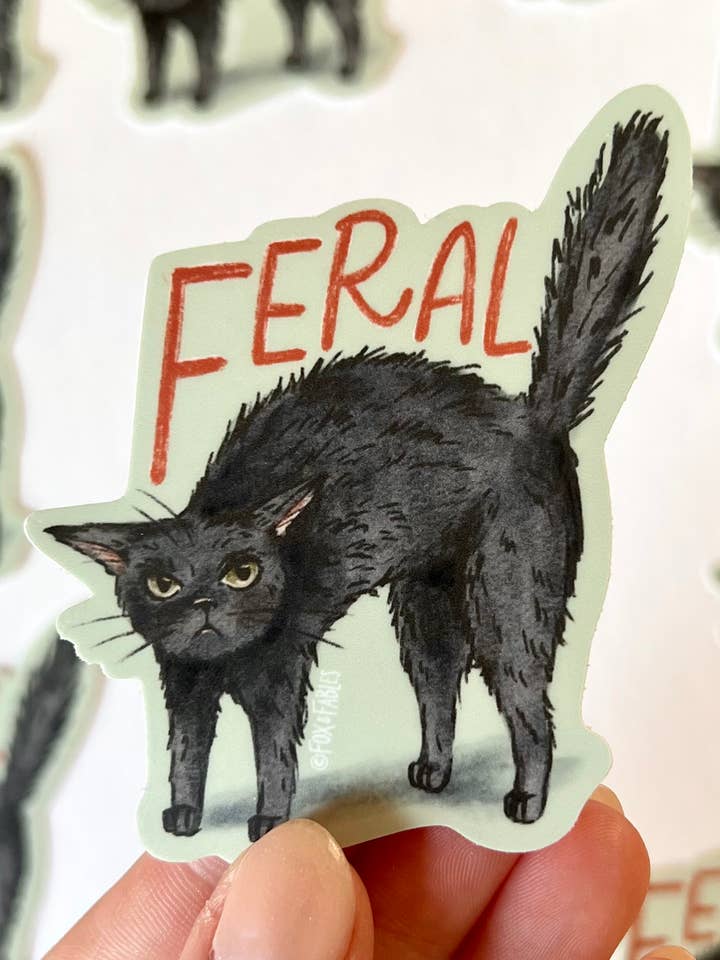 Angry Cat Character Premium Sticker for wholesale by Fox & Fables